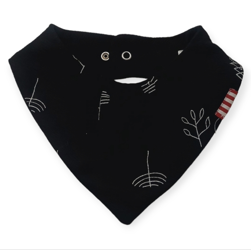 Black Printed Bandana Bib for Kids